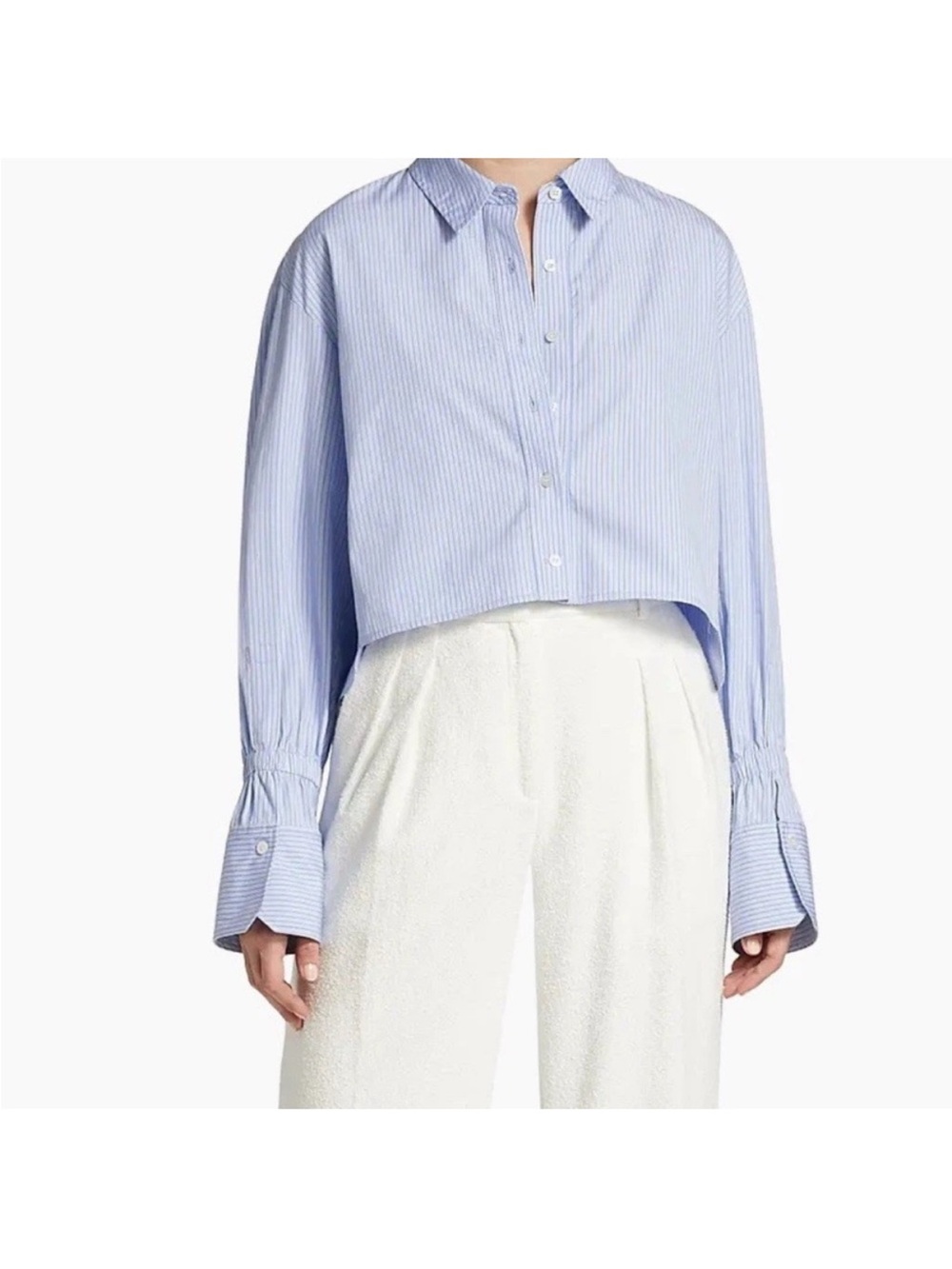 A.L.C. MONICA ll STRIPED CROPPED SHIRT, SZ 4 - Picture 2 of 10